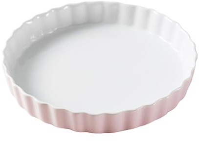 WakiHong tarteform, keramik, Quichformar, tarteform, keramik, ugnsform, rund, rosa, 19,5 x 19,5 x 3 cm, för kakor, tårta, tårtgolv, fruktpaj etc