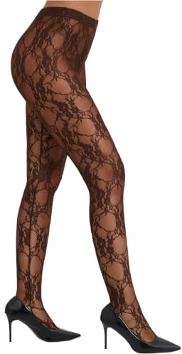 RSLOVE High Waist Patterned Tights - Women's Lace Thigh High Pantyhose with Floral Sexy Tights for Women