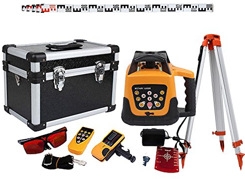 Samger Niveau Laser Autonivelant avec Trépied 360 Grad Niveau Laser Rotatif Rouge Professionnel avec Récepteur 500m de Zone de Travail 1.65 Trépied en Aluminium