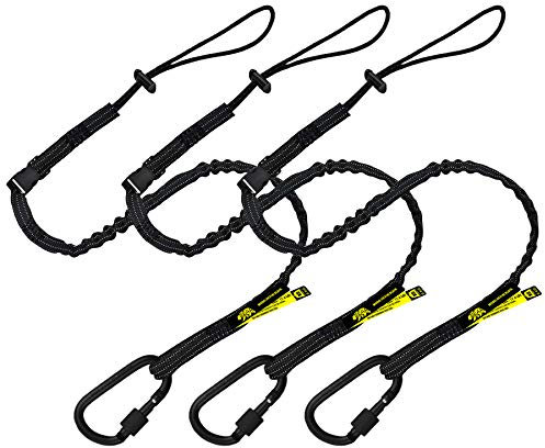 BearTOOLS Interchangeable Quick Switch Tool Safety Lanyard – 3 in 1 - Safety Fall Protection – Aluminium Screw Lock – Twin Locking Attachments - Ultra-Sturdy (Black 10PK)