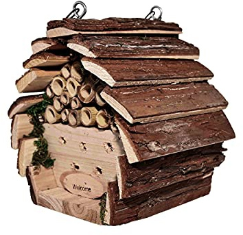 RAM ONLINE, Brown Wooden Bee And Insect Hotel Bees Flies Feeding Station Hanging Bee And Insect Hotel