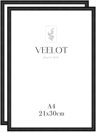 Veelot® 2x Cornice per Foto DIN A4 21x29.7cm,Alluminio Metallo,Nero,Cornice per 21 x30cm,Disegni per Bambini,certificati di documenti e diplomi,Montaggio a parete o esposizione da tavolo