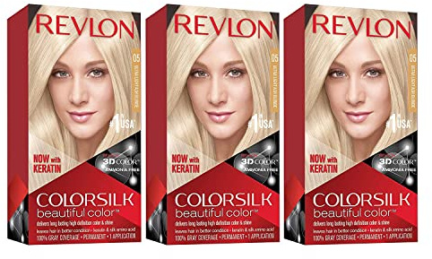 Revlon Colorsilk Beautiful Color Permanent Hair Color, (OLD VERSION) 05 Ultra Light Ash Blonde (Pack of 3)