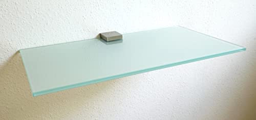 Dekoleidenschaft Wandregal aus 10mm Glas, satiniert, Verschiedene Formen und Größen, Glasregal, Glasboden, Glasablage, Badregal, Eckregal Bad Ablage Regal (Zentralclip Optima 2, 60x20 cm)