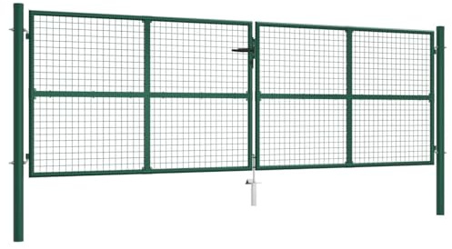 Keketa Mesh Garden Gate, Garden Gate, Fence Gate, Garden Fence, Yard Gate, Garden Gate, Metal Gate, Fence Door, Garden Gate, Entrance Gate, Double Wings Gate, Steel, 400 x 125 cm, Green