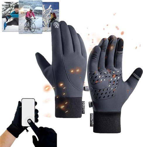 ARCTICZ - Premium Thermo Gloves,Waterproof Windproof Thermal Gloves for Winter,Liners Thermal Warm Touch Screen Gloves,Suitable for Cycling Running Driving Walking and Fishing (Gray, L)