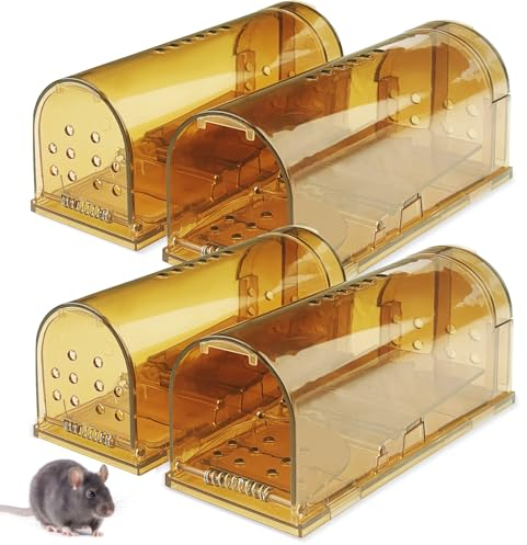 Baxcdyswe Mausefalle Lebend 4er Set, Lebendfalle Maus Ratte, Mausefalle Schlagfalle Hochsensibel, Wiederverwendbar Mäuse Lebendfalle Tierfreundliche Ratten Oder Kleintiere Fangen - mit Luftlöchern