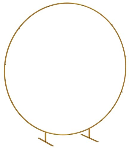 Outsunny Rund ballongbåge-kit, trädgårdsbåge, rosbåge, båge för klätterväxter för bröllop, födelsedag, ceremoni och bankett i gyllene stål, 2,24 m