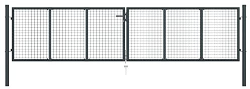 Mengtu Stabiles Gartentor Anthrazit | Verzinkter Stahl | 400x150cm | Mit Schlüsseln Model145777