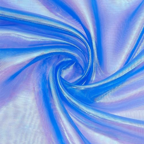 PH PandaHall 3m Organza Tela Velada Tela de Encaje Azul Cinta de Gasa Holográfica Paño de Tela Iridiscente Encaje para Cortinas Vestido Decoración del Hogar Fondo Fotográfico