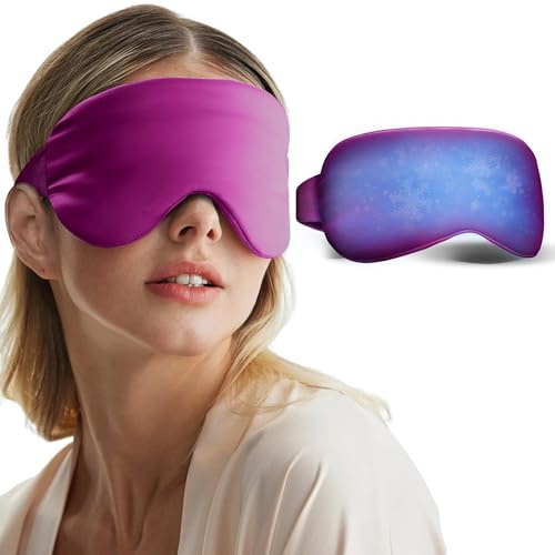 Cooling Eye Mask for Puffy Eyes, Reusable Gel Cold Compress for Headache and Migraine Comfort, Soft Adjustable Ice Eye Mask for Tired Eyes, Forehead, Temples and Relaxation