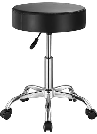 VEVOR Sattelhocker Rollhocker 204 kg belastbarer höhenverstellbarer (55-71 cm) Drehhocker Arbeitshocker PU-Leder-Drehsattelstuhl für Salon Spa Massage Klinik Schwarz