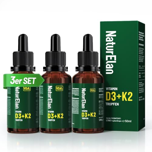 Vitamin D3 K2 hochdosiert Tropfen - 150ml, 1000 I.E. Vitamin D3 pro Tropfen, vegetarisch, ohne Zusätze, Laborgeprüft