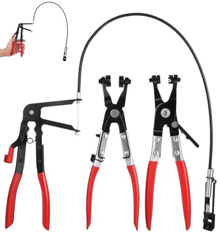 3 pièces pince collier durite,Pince à collier de serrage avec col droit, Pince Collier Echappement,Pinces à Collier de Serrage de à Ressort,Pour le Démontage et l'Installation