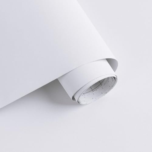 Timeet Self Adhesive Wallpaper White Matte Peel and Stick Wallpaper Cold White Sticky Back Plastic Paper Waterproof Vinyl Film for Living Room Bedroom Refurbished Furniture Wall Wardrobes 40x1000cm