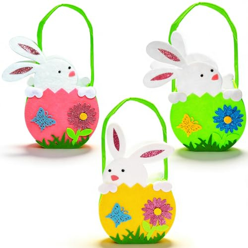 Cestini Pasquali, Shyllin Sacchetti, Nidi Pasquali da Riempire, Cestini per la Spesa per Bambini, Cestini con Manici, per Decorazioni Primaverili, Cesti Regalo(3, verde rosa