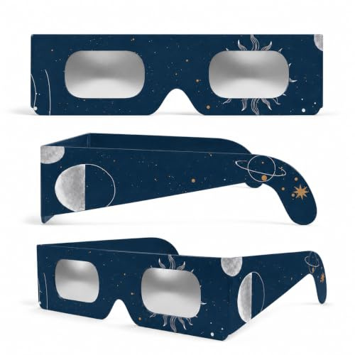 SAFE ECLIPSE 2/6/12/50-pack, solförmörkelseglasögon, 45 mm båghöjd, passar över glasögon med styrka, testade enligt EN ISO 12312-2:2015, CE-märkta för säker direkt solobservation – Astro