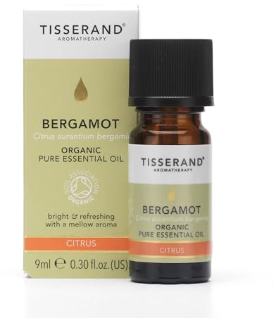 Tisserand Bergamot Organic Essential Oil - 9ml | Uplifting Bergamot Aroma, 100% Natural Pure Essential Oils, Uncompromising Quality, Certified Vegan