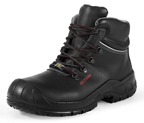 ELTEN Sicherheitsschuhe Renzo XW Mid ESD S3, Damen und Herren, Leder, Stahlkappe, leicht, robust 45, Schwarz