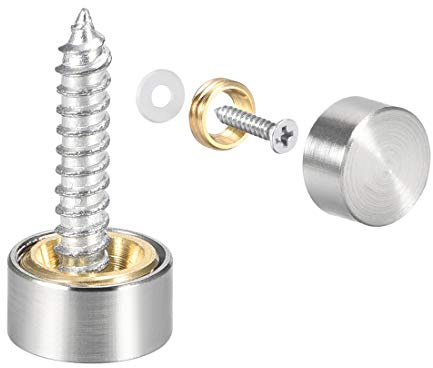 uxcell Mirror Screws Decorative Caps Cover Nails Brushed Stainless Steel 10mm, 4pcs