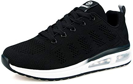 Sportskor för kvinnor andningsbara luftkudde sneakers mode sport gym jogging tennis fitness träningsskor, Svart - Bsvart - 38.5 EU