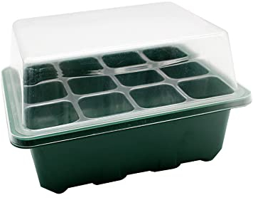 Voarge Zimmergewächshaus Anzuchtkasten, mit 12 Pflanzlöchern und Deckel, für Gewächshaus Anzucht Schale Töpfe Zimmergewächshaus Pflanztöpfe