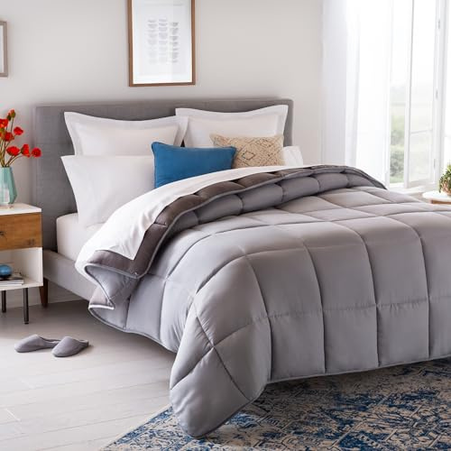 Linenspa 4 Jahreszeiten Bettdecke aus Microfaser – Ganzjahresdecke – Ultraweich – Steppdecke 155x220 cm, Grau (Stone / Charcoal)