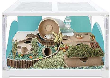 Niteangel Stacker Series Hamster Cage - Stackable & Large Glass Terrarium (ca. 558 Sq in) for Hamster Gerbils Mice Degus or Other Small-Sized Pets