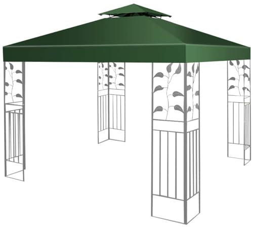 GYMAX Gazebo da Esterno Impermeabile Tendone da Giardino per Campeggio, Copertura a Doppio Strato 300x300cm (Verde)