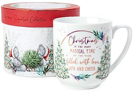 Me to You Tatty Teddy Christmas Mug in a Gift Box - Official Signature Collection, White, Red, Grey