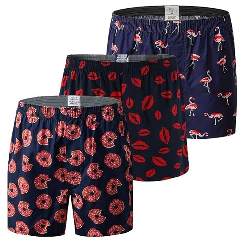 Hialegion Pantalones de pijama de algodón para hombre Calzoncillos tipo bóxer Estampados Holgados Informales Multicolor Transpirables S-XL, XL