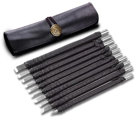 GYQIZSS Professionell 10 st Tungsten Steel Stone Carving Kit Handverktygssats Mejsel Träbearbetning Gravyr Skärblad for stentätning