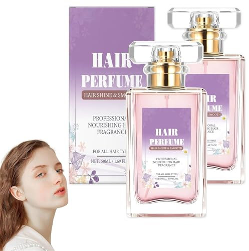 Parfum capillaire pour femme longue durée, parfum phéromones pour cheveux secs et abîmés, huiles essentielles pour femme, brume capillaire avec anti-frisottis nourrissant (2 pièces)