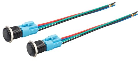 Bestgle 2 Pcs 16MM Momentaneo Metallo Interruttori a Tromba, Interruttore Autobloccante Pulsante 12VDC 5A, Pulsante Impermeabile in Metallo in Acciaio con Spina Pre-cablata (Blu)