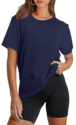 Aokosor Gym Tops for Women UK UPF 50+ Breathable Quick Dry Workout Clothes Ladies Sports Tops Short Sleeve Running T Shirts Size 14-16 Navy Blue