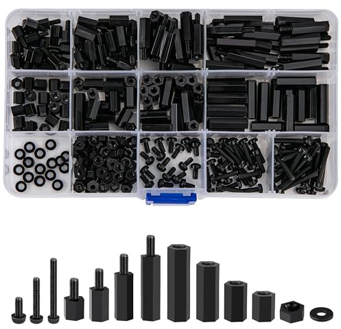 320 PCS Assortimento di Dadi Distanziatori Viti Esagonali M3 Maschio femmina, in Nylon, Giunti Filettati PCB per Scheda Madre, Nero