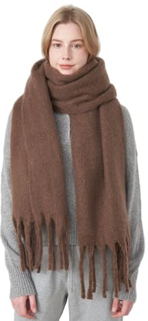 Moguxb Bufanda para Mujer Marrón Bufanda Cálida de Invierno Estolas Fulares Pashminas para Invierno