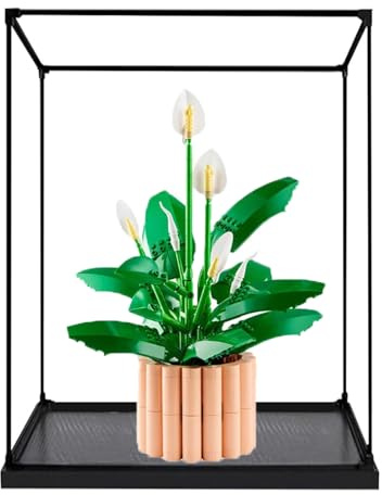 Acrylic Display Box for Lego 11504 Peace Lily Model, Transparent Dustproof Display Box, Compatible with Lego 11504 Model (Model Not Included) (Alloy Frame A)