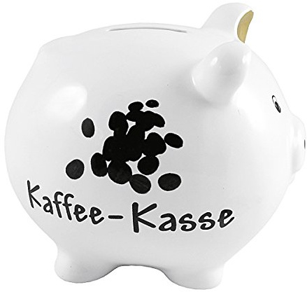 Goldbach Dolomite Kaffe-Kasse Sparschwein glasiert, 14 x 12 x 13 cm, Sonstiges, Weiß, One Size