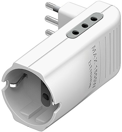 BTicino S3615DE Adattatore salvaspazio Corner-2 prese 1 presa tedesca tipo P30-spina colore bianco, 10A