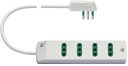 VIMAR FP00401.C.B 400 Presa Multipla 4 Prese 10a Spina 10a Salvaspazio Con Cavo 1,5 metri, colore Bianco
