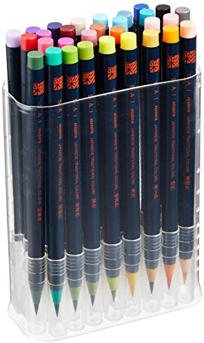 Akashiya Watercolor Brush Pen 30 Japanese Traditional Color Set (CA200/30V)