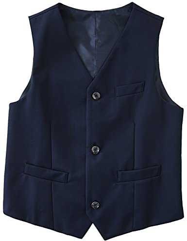 Gilet Ado Veste sans Manche Costumes Garçons d'honneur Enfant Petit Veston Gentleman Vêtements Habillés Gilet Garcon Costume Vêtement sans Manche pour Déguisement Cérémonie Mariage 11-12 Ans Bleu