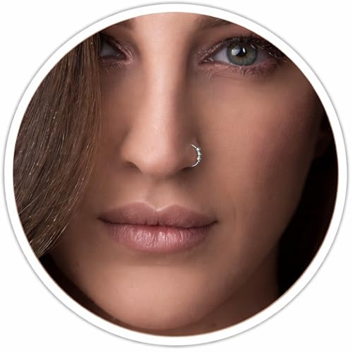 Jolliz Beaded Nose Rings Hoops – 7mm Diameter 24G, 925 Sterling Silver Filled Nose hoops Handmade with Classic Design, Hypoallergenic Nose Rings for Women, Nose Piercings for Stylish Everyday Wear