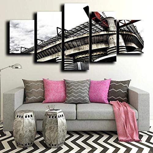 YOPLLL Quadro su Tela Arte della Parete Pittura su Tela Sala da Letto Soggiorno Decorazioni per La Casa Immagine Astratto Moderno 5 Pezzi Stadio San Siro（Senza Telaio）