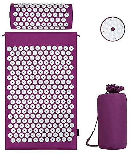 Acupressure Set Acupressure Mat with Pillow for Soothing Relaxation and Massage, to Relieve Back Pain, Head Neck Pain, Stimulates Energy Points in the Body and Stimulates Efficiency