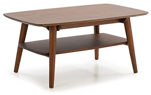 HOMN LIVING Mesa de Centro Palma 1 Hueco Color Nogal, Madera Maciza, 100 cm (Ancho) 60 cm (Profundo) 45 cm (Altura)