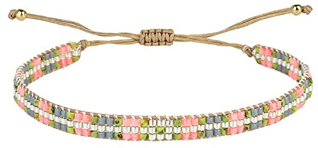 KELITCH Pulseras De Cuentas De Miyuki De Colores Pulseras De Cuerda De Cera Delicadas Pulseras Hechas A Mano Con Múltiples Patrones Pulseras De Amistad Para Mujeres Joyas