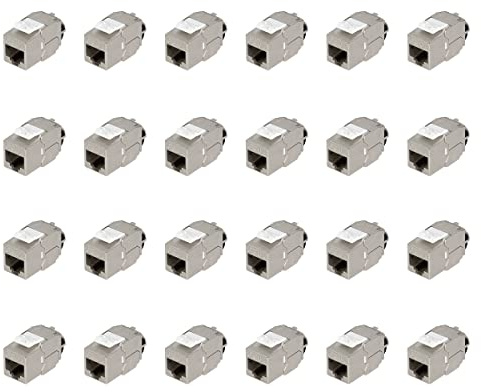 LogiLink NK4064 – CAT.6A Keystone uttag/anslutningsmodul (skärmad) liten design, kan konfektioneras utan verktyg, setet består av 24 stycken