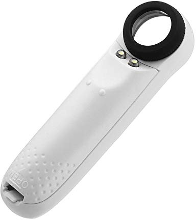 YWBL-WH 40-fache Handtaschenlupe mit 2 LED-Lichtern, aus ABS & Acryl, Ideal für Senioren und Kinder, zum Prüfen von Schmuck, Karten und Briefmarken (Weiss)